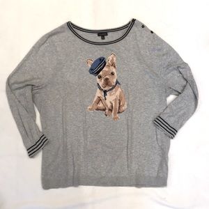 French Bulldog Cotton Sweater Talbots XL